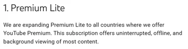 YouTube запускає економ-підписку Premium Lite в усіх регіонах, де доступний Premium