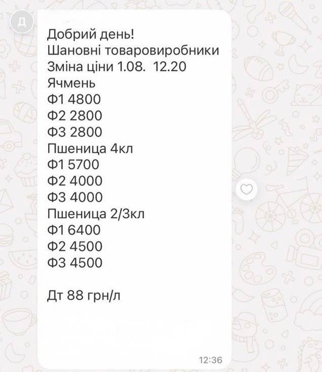 Screenshot from Telegram channel