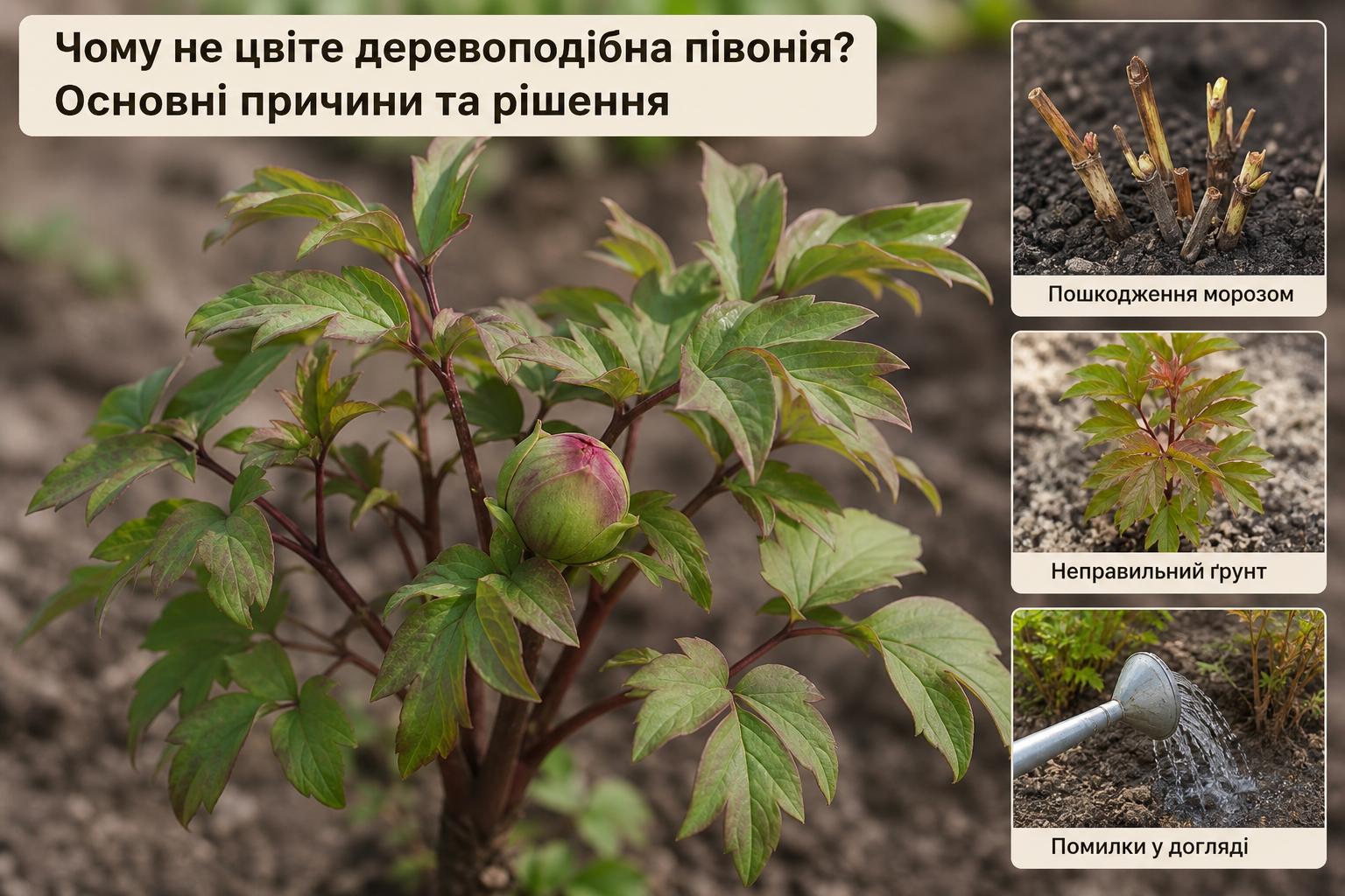 Чому не цвіте деревоподібна півонія, що робити, основні причини. Морози та кліматичні стреси