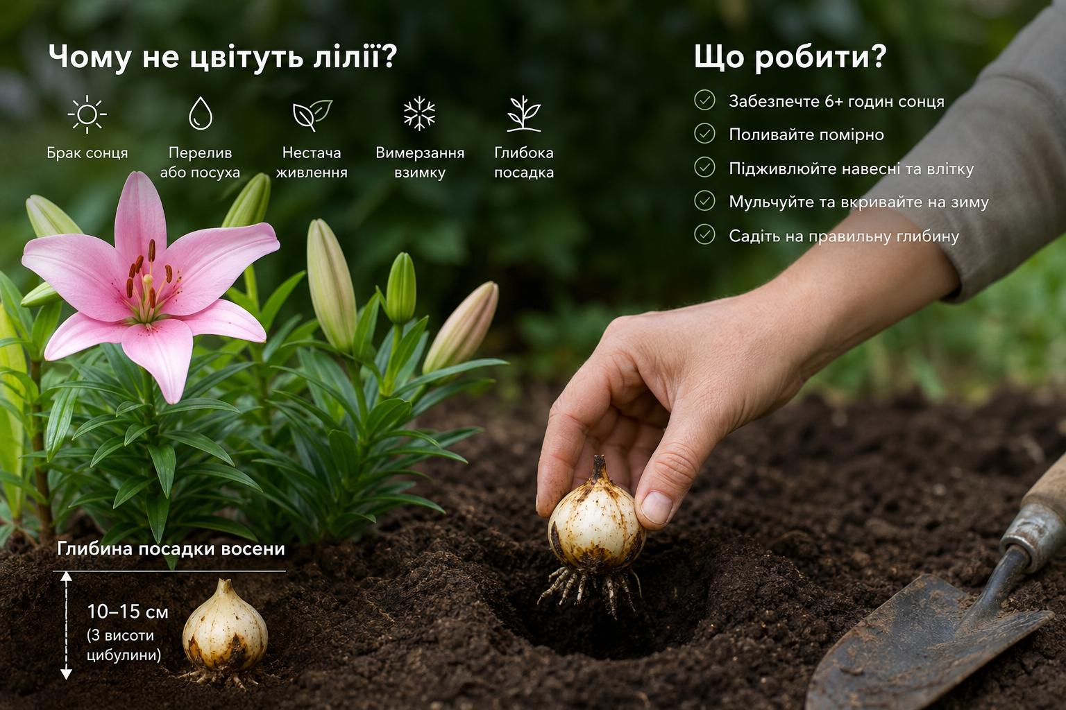Чому не цвітуть лілії, що робити, основні причини. На яку глибину садити лілії восени