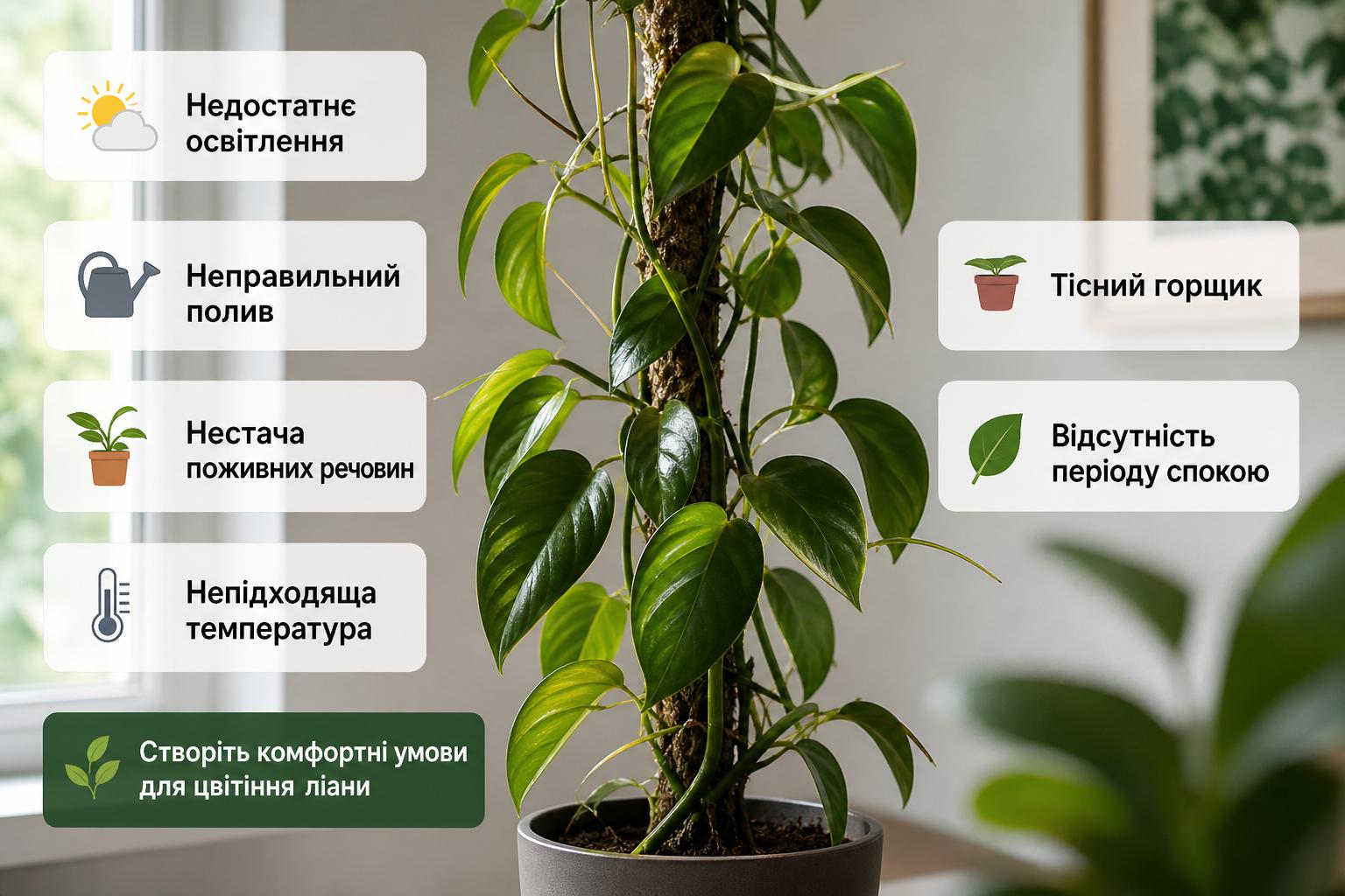 Чому ліана відмовляється квітнути, що робити, основні причини. Що робити: покроковий план дій