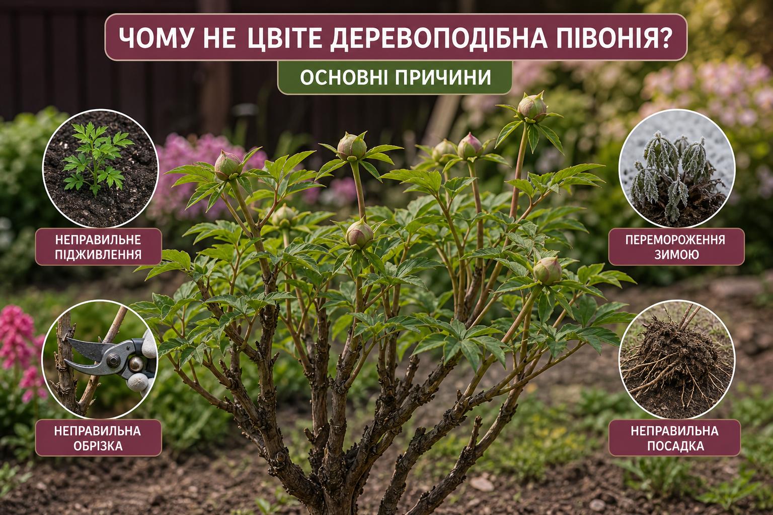 Чому не цвіте деревоподібна півонія, що робити, основні причини. Неправильне підживлення
