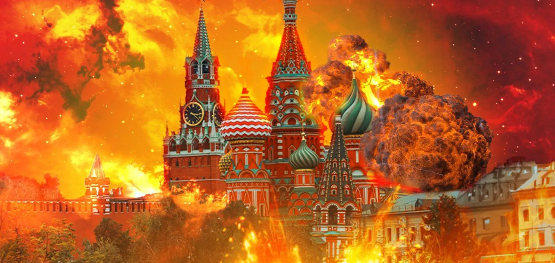 Ілюстративне фото, створене ШІ, на якого зображено, як горить Кремль