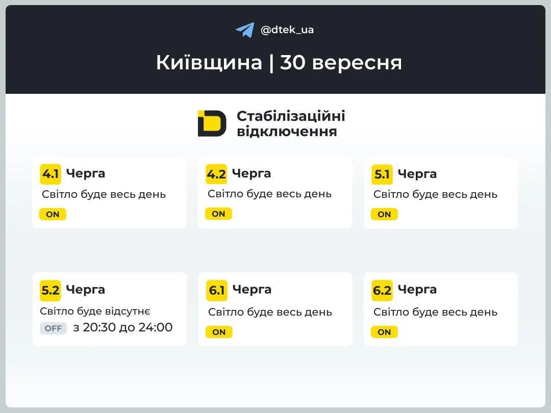 Графік відключень світла